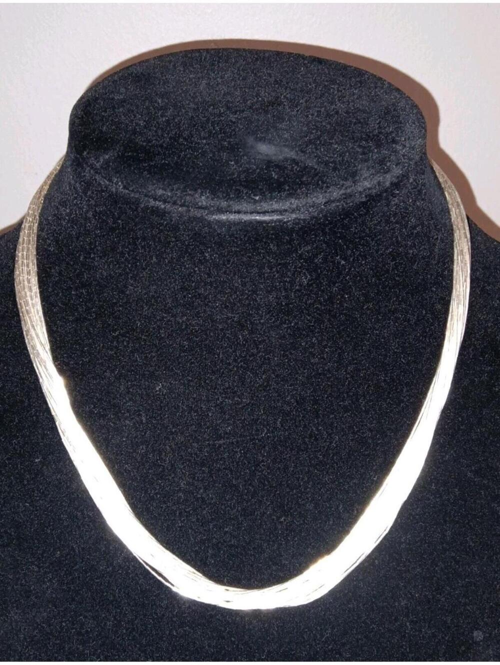 17" Liquid 20 Strands Sterling Stamped Running Bear Gallup, New Mexico, 925